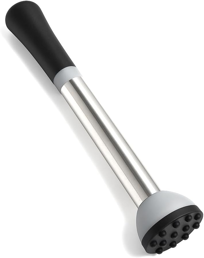 Natier Stainless Steel 8.5" Cocktail Muddler, Professional Drink Muddler for Mojitos, Lemons, and Fruit Cocktails, Durable Bartender Tool with Non-Scratch Nylon Head, Dishwasher Safe - Image 2